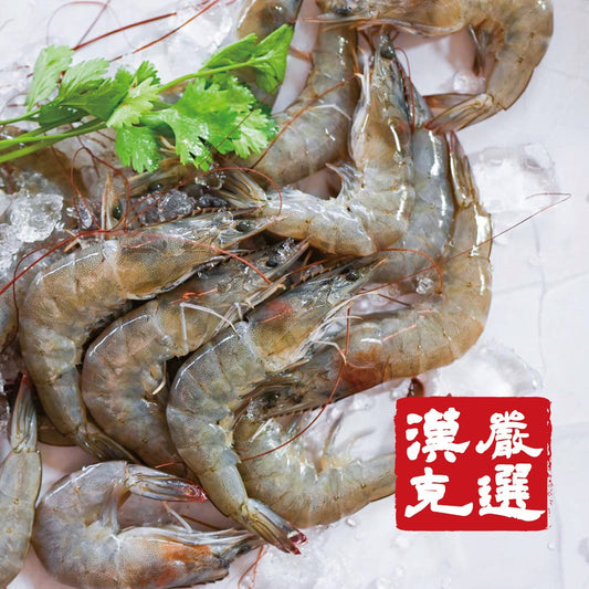 烤海鮮新鮮為王：白蝦帶殼、蛤蜊箔包、魷魚切花檸香，鹽最後才下｜漢克嚴選_純淨天然野放極鮮白蝦霸(40/50)_1盒(250g/約10至13尾) /草蝦/牛肉/干貝/冷凍食品/海鮮