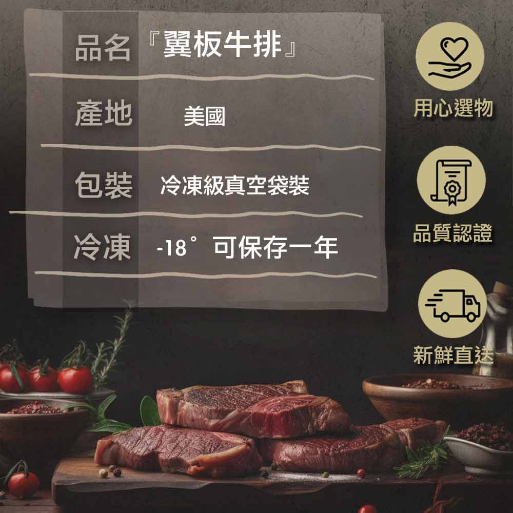 漢克嚴選 藍絲帶安格斯黑牛翼板牛排 6 片組 商品圖 9